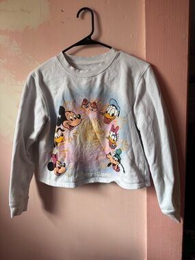 Disney White Crewneck Sweatshirt with Mickey & Friends Fireworks Graphic